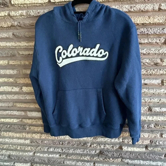 State of Mine Colorado Blue Hoodie Heavyweight Sweatshirt Size Large - Picture 6 of 7
